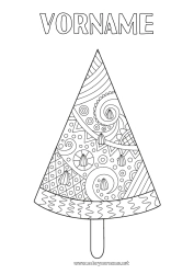 Malvorlage anpassen Früchte Leckereien, Süßigkeiten Eis Zentangle Wassermelone