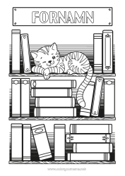 Gratis färgläggning Katt Komplexa målarbilder Bok Hundar och katter Läsning Skolstart