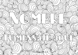 Colorear gratis Nombre decorado Conchas marinas Animales marinos o acuáticos Fondo decorativo