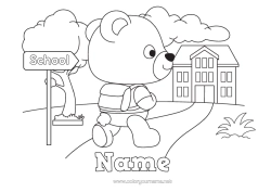 Free colouring Bear Animal Teddy bear School Forest animals Back to school