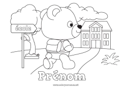 Dessin gratuit Ours Animal Ourson École Animaux de la forêt Rentrée scolaire