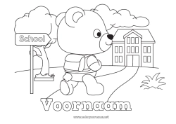 Gratis tekening Beer Dier Knuffelbeer School Bosdieren Terug naar school