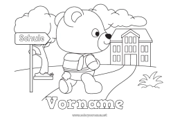 Kostenlose Malvorlage Bär Tier Teddybär Schule Waldtiere Schulbeginn