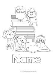Free colouring Child Book Reading
