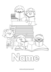 Free coloring Child Book Reading