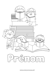 Coloriage gratuit Enfant Livre Lecture