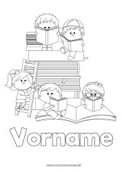 Kostenlose Malvorlage Kind Buch Lesen