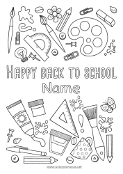Coloring to customize Brush School Coffee Drinks Symbols Pencil Back to School School supplies Square Protractor Paint