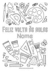 Desenho grátis Pincel Escola Café Bebida Símbolos Lápis Volta às Aulas Materiais Escolares Esquadro Transferidor Pintura