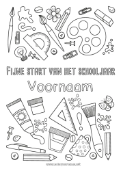 Kleurplaat aanpassen Kwast School Koffie Drankje Symbolen Potlood Terug naar school Schoolbenodigdheden Winkelhaak Winkelhaak Verf
