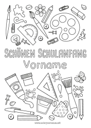 Malvorlage anpassen Pinsel Schule Kaffee Getränk Symbole Bleistift Schulbeginn Schulbedarf Winkel Winkelmesser Farbe