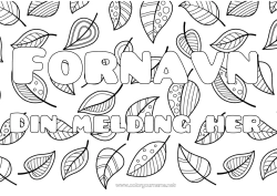 Gratis fargelegging Blader Dekorert navn Zentangle Dekorativ bakgrunn