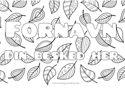 Gratis farvelægning Blade Dekoreret navn Zentangle Dekorativ baggrund