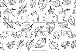 Colorear gratis Hojas Nombre decorado Zentangle Fondo decorativo