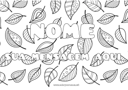 Desenho grátis Folhas Nome decorado Zentangle Fundo decorativo