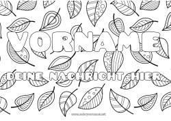 Kostenlose Malvorlage Blätter Dekorierter Name Zentangle Dekorativer Hintergrund