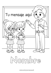 Colorear gratis Maestra, Maestro Profesiones de la Educación Regreso a clases Pizarra de clase Estudiante