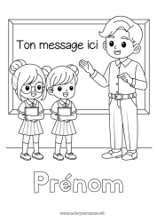 Coloriage à personnaliser Maîtresse/Maître Métiers de l'éducation Rentrée scolaire Tableau de classe élève