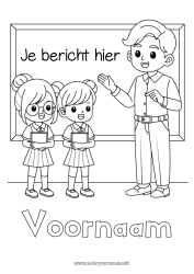 Gratis tekening Juf/Meester Onderwijsberoepen Terug naar school Schoolbord Leerling
