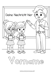 Kostenlose Malvorlage Lehrer/Lehrerin Büroberufe Schulbeginn Klassentafel Schüler