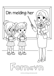 Gratis fargelegging Lærer/Lærerinne Utdanningsyrker Skolestart Klasseværelse tavle Elev