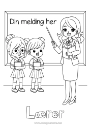 Gratis fargelegging Lærer/Lærerinne Utdanningsyrker Skolestart Klasseværelse tavle Elev
