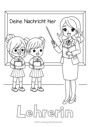 Kostenlose Malvorlage Lehrer/Lehrerin Büroberufe Schulbeginn Klassentafel Schüler