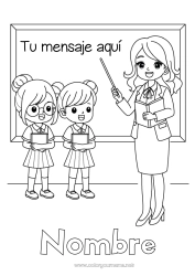 Colorear gratis Maestra, Maestro Profesiones de la Educación Regreso a clases Pizarra de clase Estudiante