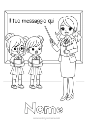Colorare per personalizzare Insegnante Mestieri dell'educazione Rientro a scuola Lavagna scolastica Studente