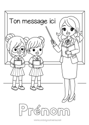 Coloriage gratuit Maîtresse/Maître Métiers de l'éducation Rentrée scolaire Tableau de classe élève