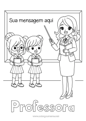 Desenho grátis Professora/Professor Profissões de educação Volta às Aulas Quadro-negro Estudante