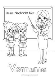Malvorlage anpassen Lehrer/Lehrerin Büroberufe Schulbeginn Klassentafel Schüler