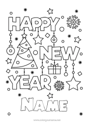 Free colouring Happy New Year