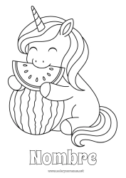 Dibujo libre Kawaii Unicornio Animales Frutas Dragones, unicornios y animales fantásticos Sandía