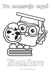 Dibujo libre Búho Escuela Libro Aves y mamíferos voladores Lectura Lápiz Globo terráqueo Regreso a clases Toga de estudiante Útiles escolares