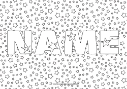 Free coloring Decorated name Stars Decorative background