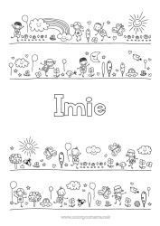 Kolorowanka do personalizacji Słońce Tęcza Doodle