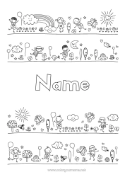 Colouring to customise Sun Rainbow Doodle