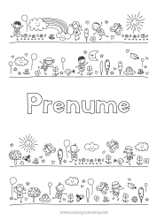 Pagină de colorat gratuită Soare Curcubeu Doodle