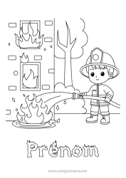 Coloriage à personnaliser Pompier Feu Métiers de la Sécurité