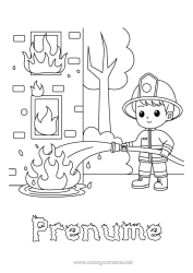 Desen liber de colorat Pompier Foc Meserii în domeniul securității