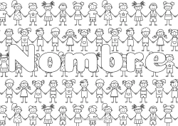 Colorear para personalizar Chica Chico Niño Nombre decorado Estudiante Fondo decorativo