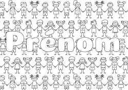 Coloriage à personnaliser Fille Garçon Enfant Nom décoré élève Fond décoratif