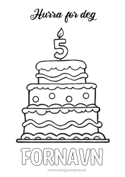 Gratis tegning Lys Kake Bursdag Tall Enkle fargelegginger Gratulerer med dagen! Tilpasset bursdag alder