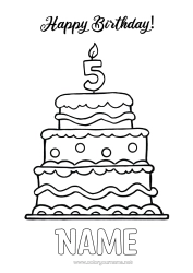 Colouring to customise Candle Cake Birthday Figure Easy Colouring Pages Happy Birthday Message Customisable Age Celebrated