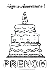 Dessin gratuit Bougie Gâteau Anniversaire Chiffre Coloriages faciles Joyeux anniversaire (français) Message Age fêté personnalisable