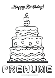 Pagină de colorat gratuită Lumânare Tort Aniversare Număr Desene de colorat ușoare La mulți ani! Vârstă personalizabilă de sărbătorit