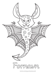 Farvelægningssiden tilpasning Flagermus Dyr Zentangle Fugle og flyvende pattedyr Skræmmende