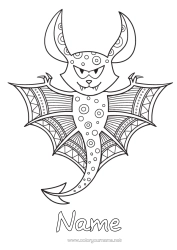 Colouring to customise Bat Animal Zentangle Birds And Flying Mammals Scary