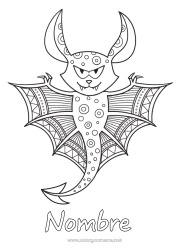 Colorear gratis Murciélago Animales Zentangle Aves y mamíferos voladores Aterrador